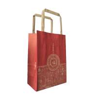 High quality factory price Recyclable Printed Pattern Packing red kraft paper bag With Twisted Handles